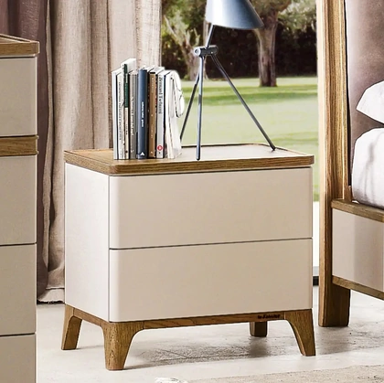 Comodino Samsara bicolore in laccato e Rovere di Le Fablier