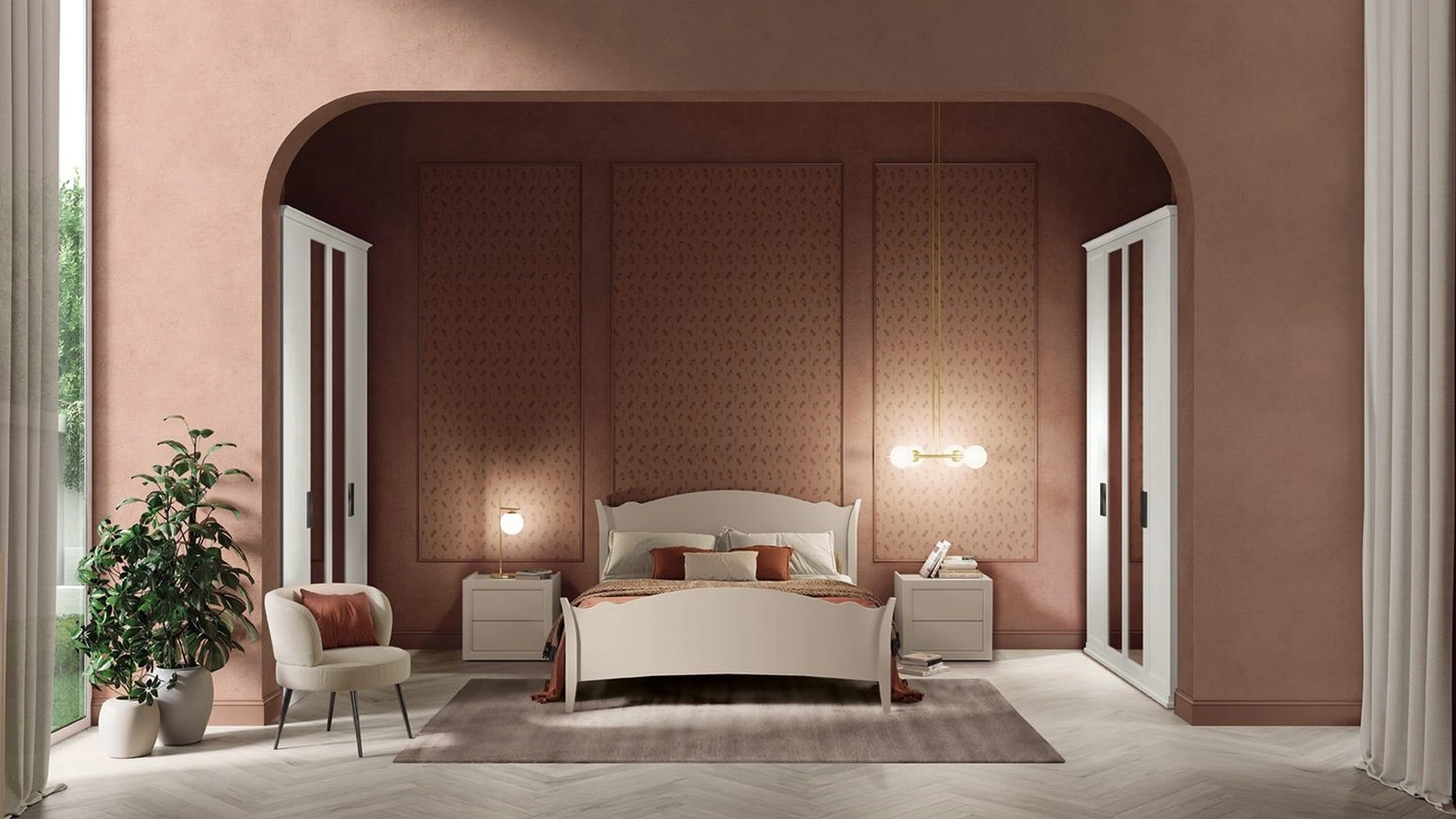 Letto con testiera sagomata Arcadia Rainbow di Colombini Casa