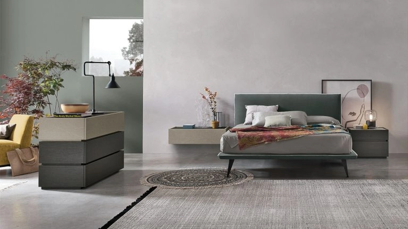 Letto Bravo con testiera in tessuto di Tomasella