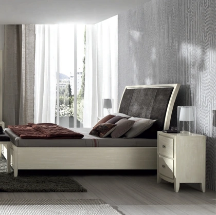 Letto in legno con testiera con pannello in tessuto imbottito Eden Project IM8278 di Imba Srl