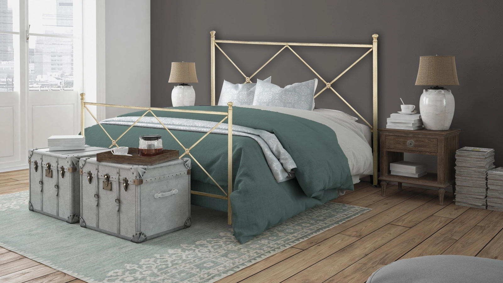 Letto in ferro battuto finitura Oro con testiera Alba di Florentiabed