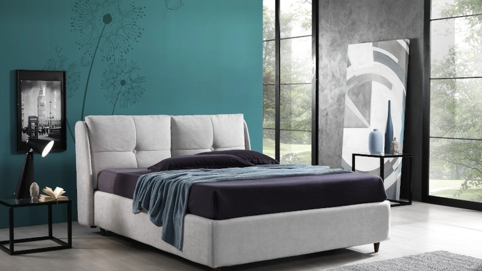 Letto in tessuto con testiera Capalbio di Hoppla