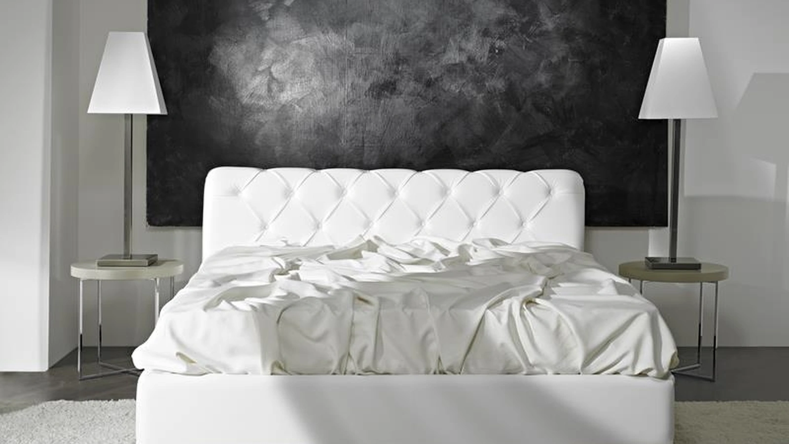 Letto classico con testiera capitonné e contenitore Nuvola di Hoppla