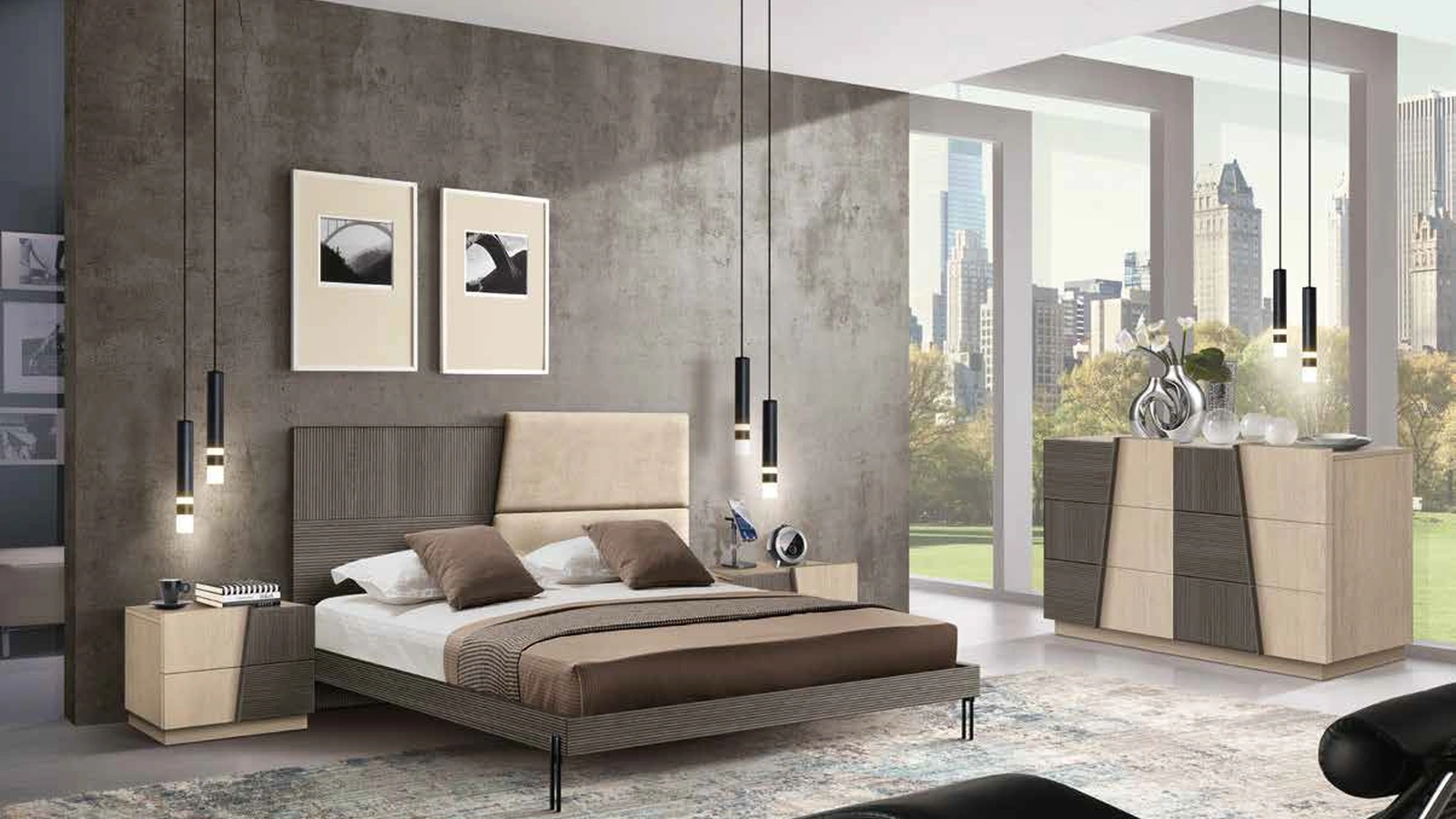 Letto in frassino con testiera parzialmente imbottita Icon 2|4 IC218 di Imba Srl