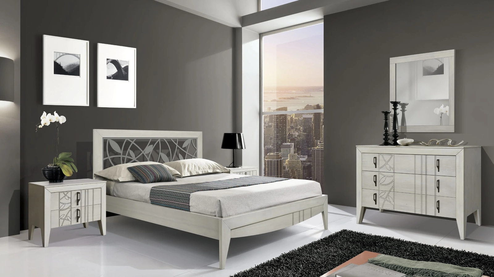 Letto in legno con testiera traforata Icon IM4460 di Imba Srl