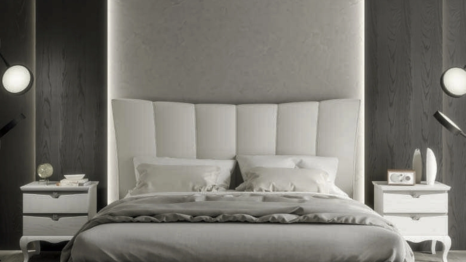 Letto con testiera in tessuto imbottito e trapuntato Fashion Project IM8156 di Imba Srl