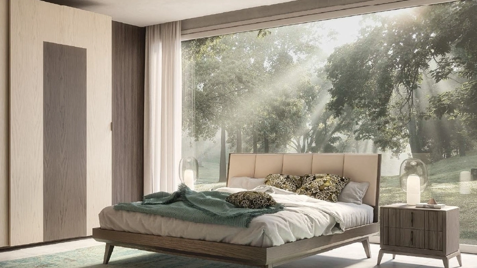 Letto in Frassino con testiera imbottita Trend Style TR2401 di Imba Srl