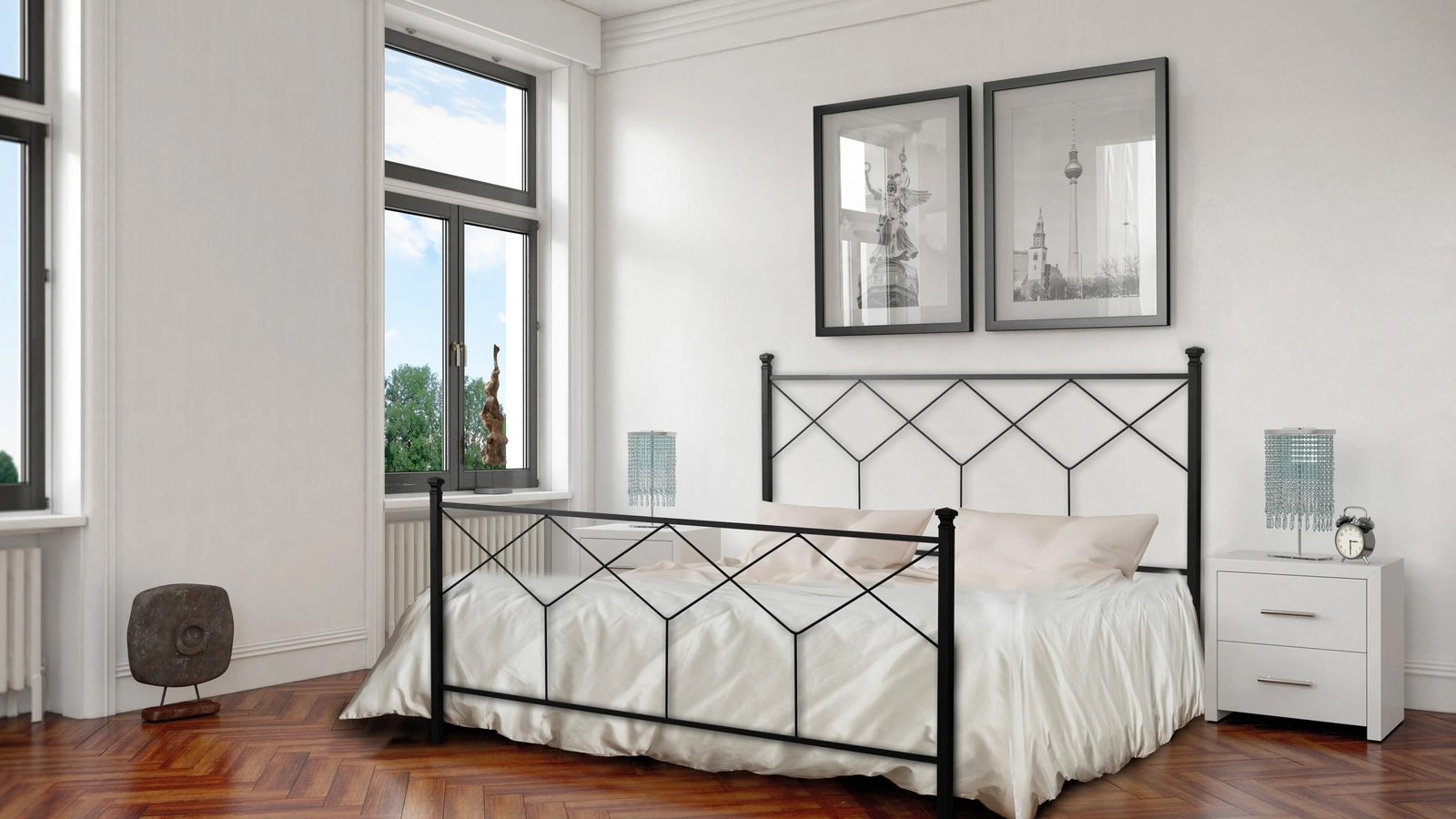 Letto Intreccio in ferro battuto con testiera e pediera di Florentiabed