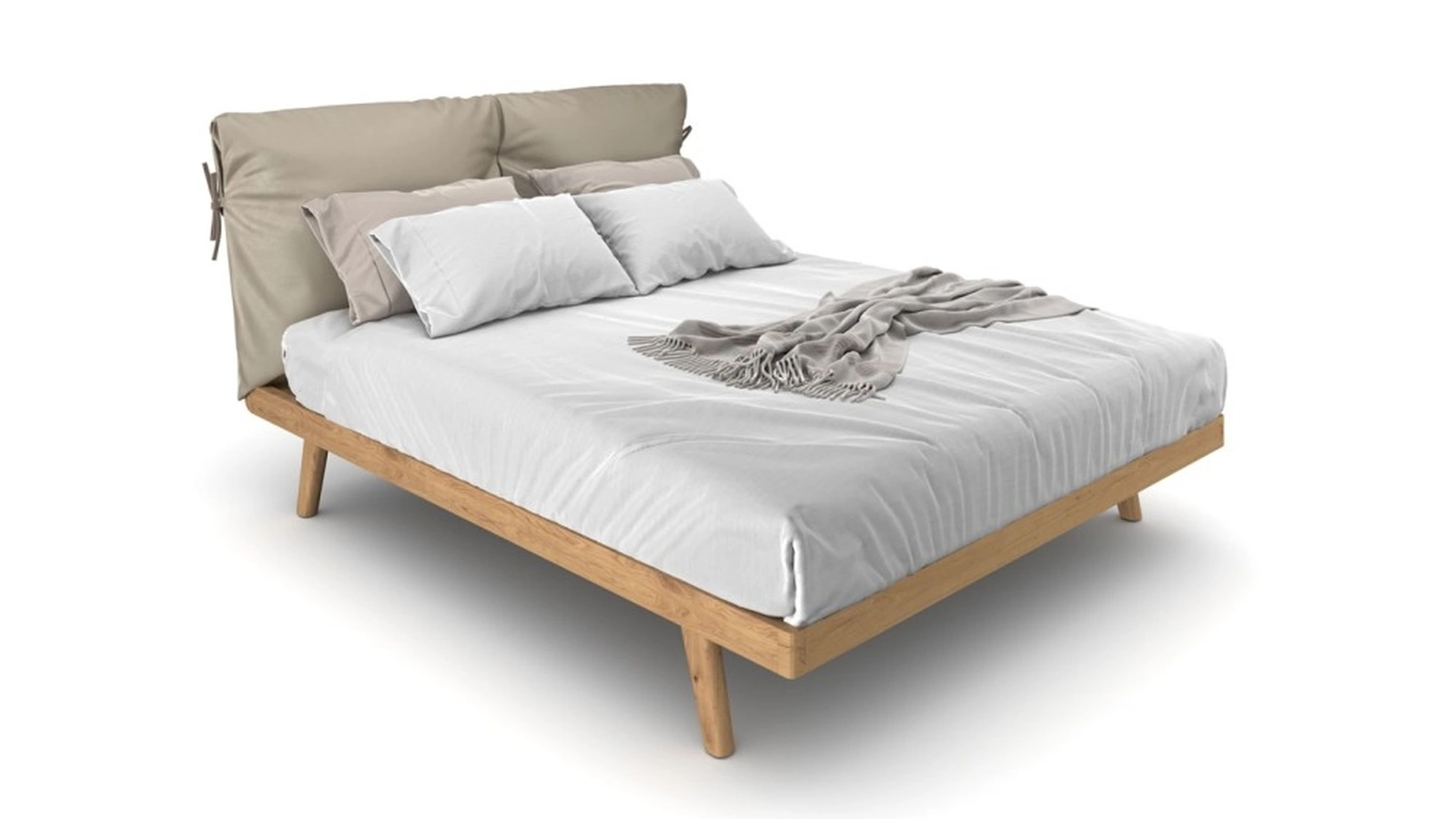 Letto Londra in legno di rovere con cuscini rimovibili di Le Fablier