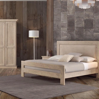 Letto Marte 3365/A in legno con pannello in ecopelle di Imba Srl