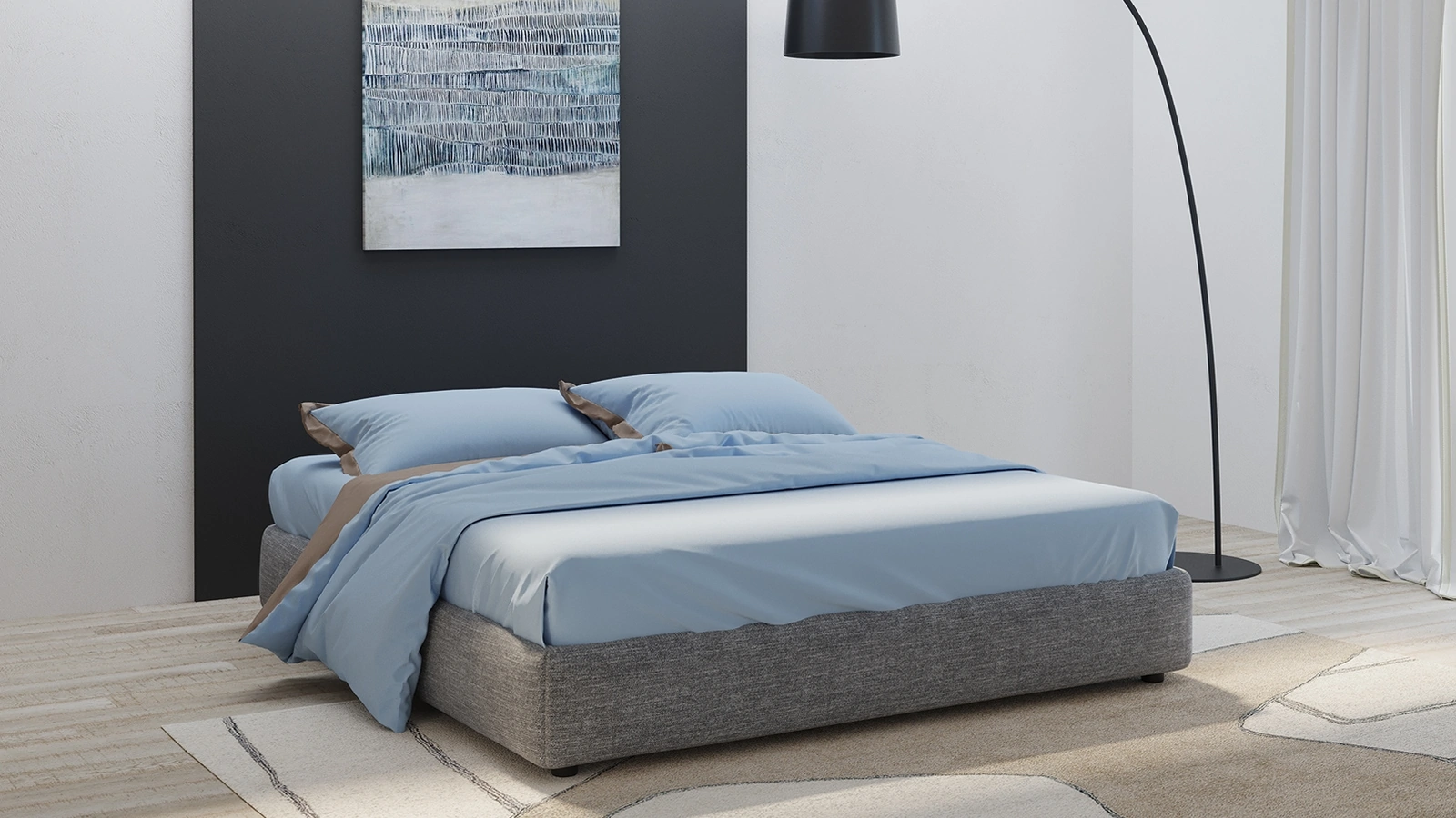 Letto sommier Nido in tessuto imbottito di Giessegi