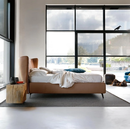 Letto in ecopelle con testiera curva Leonte di Noctis