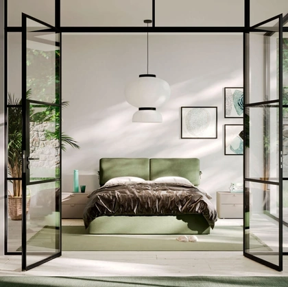 Letto imbottito in tessuto Lenox di Orme