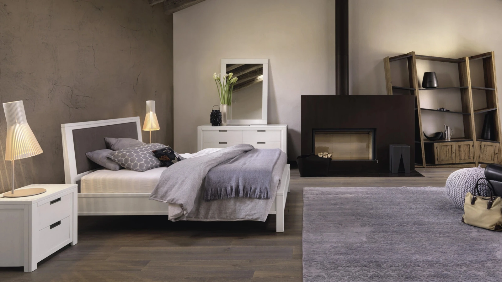 Letto in legno con testiera Quadra di Devina Nais