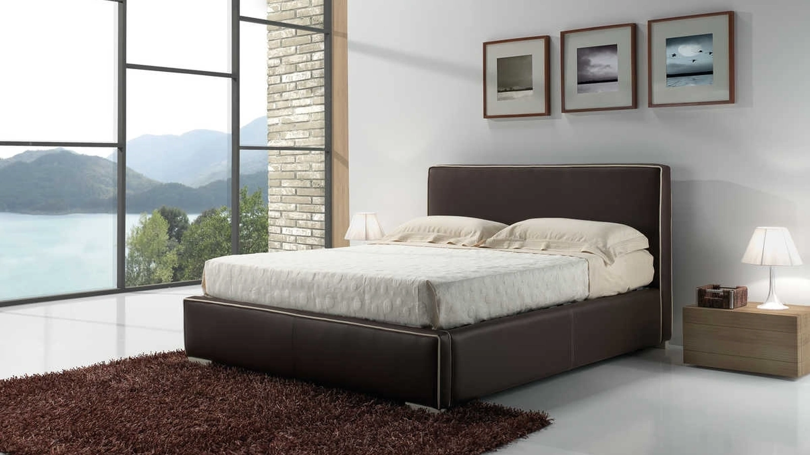 Letto in pelle con testiera imbottito Malia di Tancredi salotti