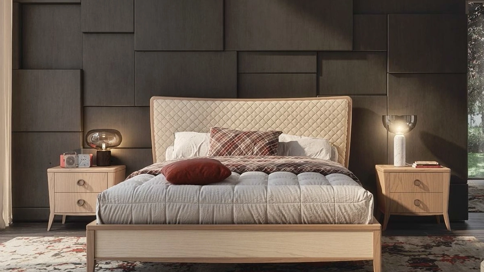 Letto con testiera in tessuto trapuntato Trend Style TR2425 di Imba Srl