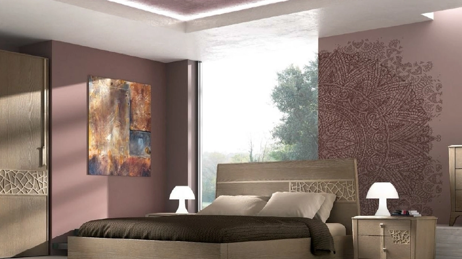 Letto in legno con testiera con traforo Trend Style TR2433 di Imba Srl