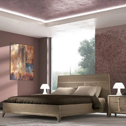 Letto in legno con testiera con traforo Trend Style TR2433 di Imba Srl