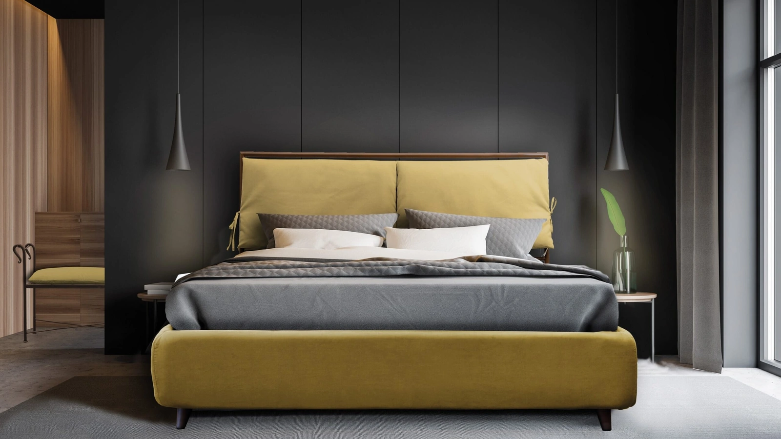 Letto Up in tessuto con contenitore di Florentiabed