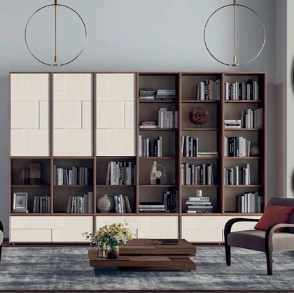 Libreria a muro Le Spezie in legno laccato opaco composizione 15 di Le Fablier