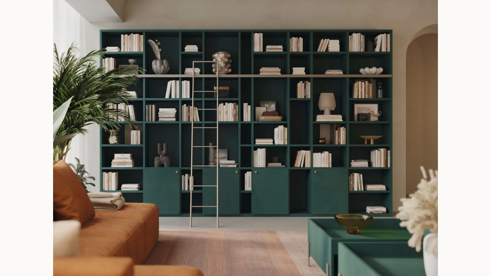 Libreria componibile LV712 con scaletta di Giessegi