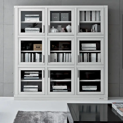 Libreria Melograno in laccato opaco e vetro composizione 10 di Le Fablier