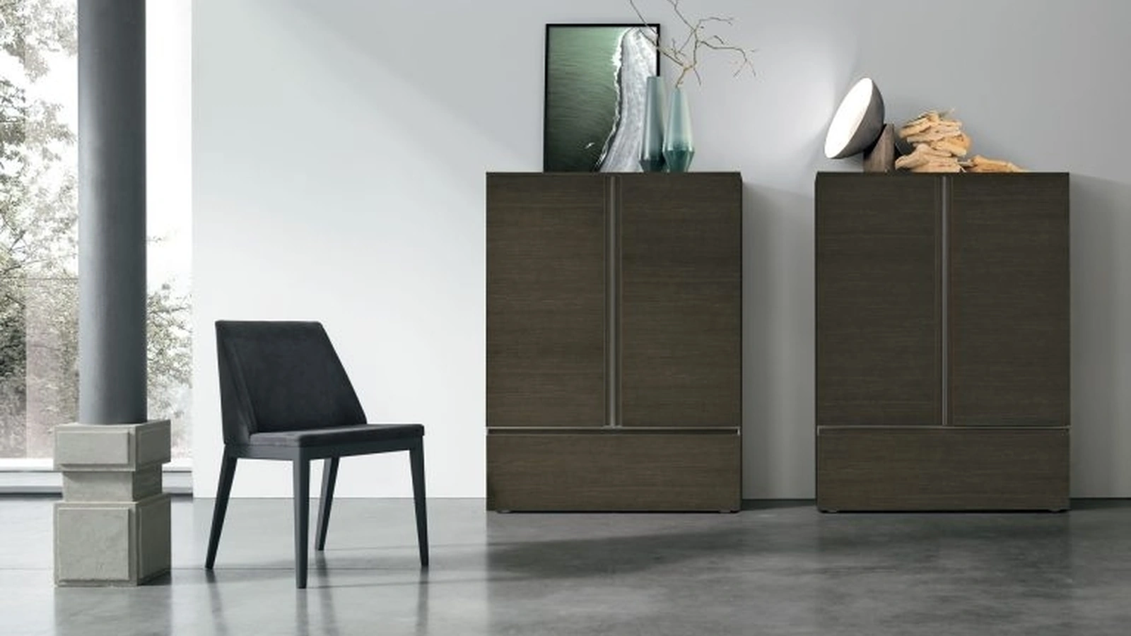 Madia Verticale Regolo R03 in materico rovere moka di Tomasella