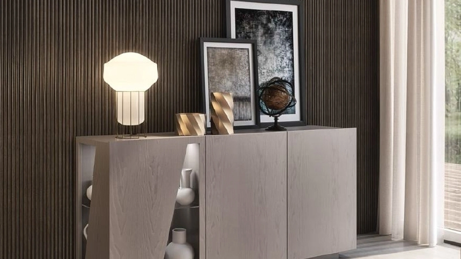 Madia Trend Style modello TR974 in Frassino con inserto in vetro di Imba Srl