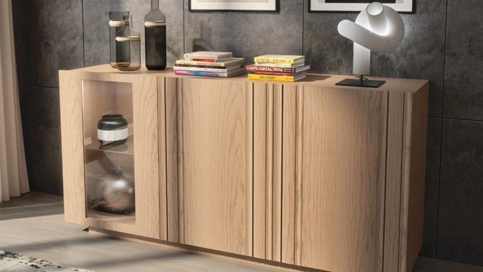 Madia Trend Style modello TR985 in Frassino con 1 porta in vetro di Imba Srl