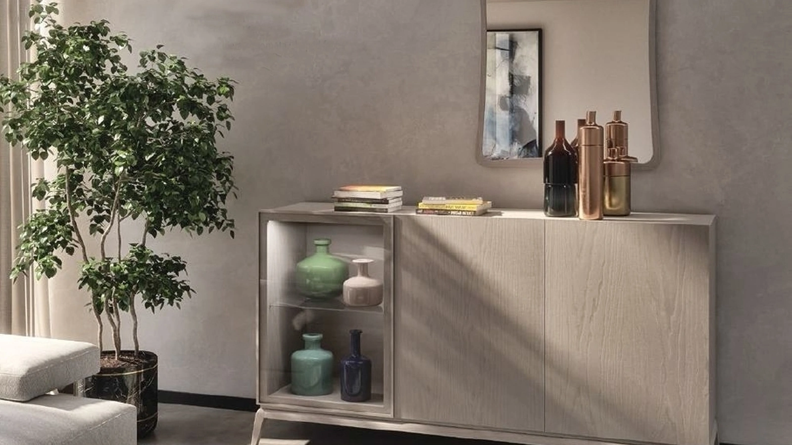 Madia Trend Style modello TR988 in Frassino e vetro di Imba Srl