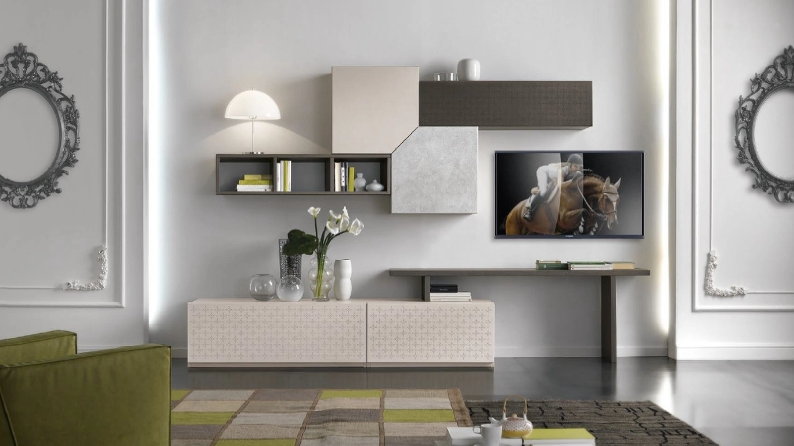 Parete Attrezzata componibile Composizione TR1836 in Noce Tanganika di Imba Srl