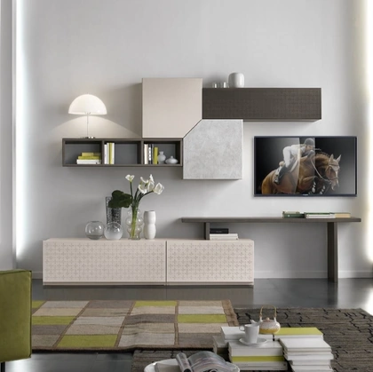 Parete Attrezzata componibile Composizione TR1836 in Noce Tanganika di Imba Srl