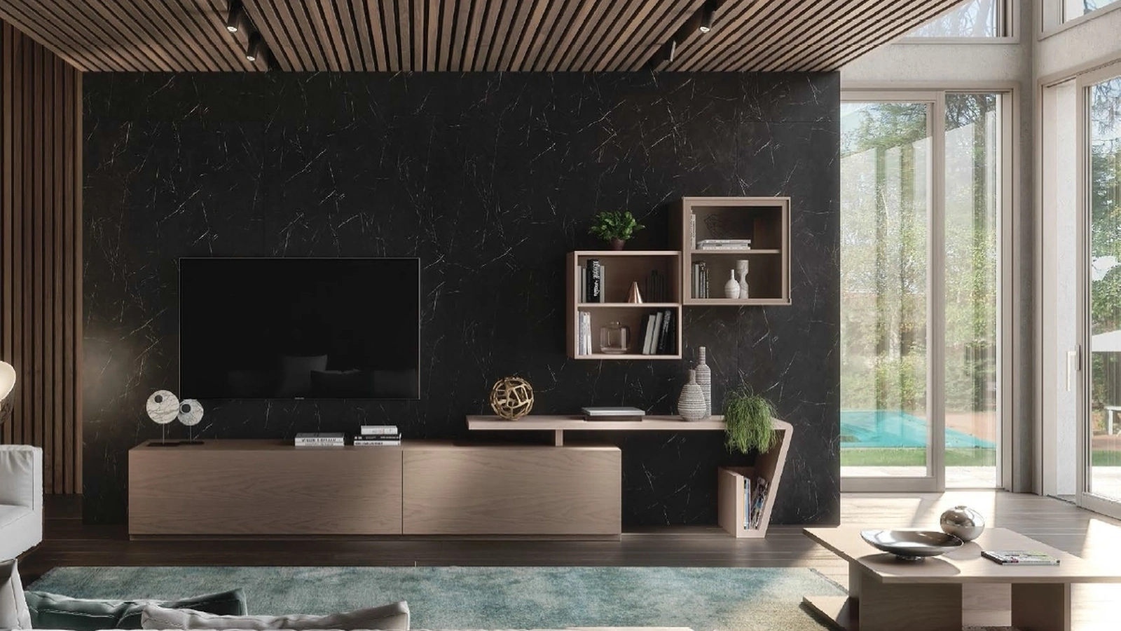 Parete Attrezzata Composizione TR1503 in Frassino di Imba Srl