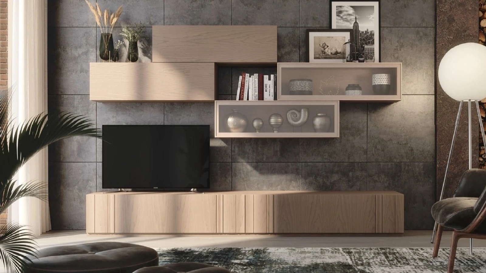 Parete Attrezzata Composizione TR1506 in Frassino di Imba Srl