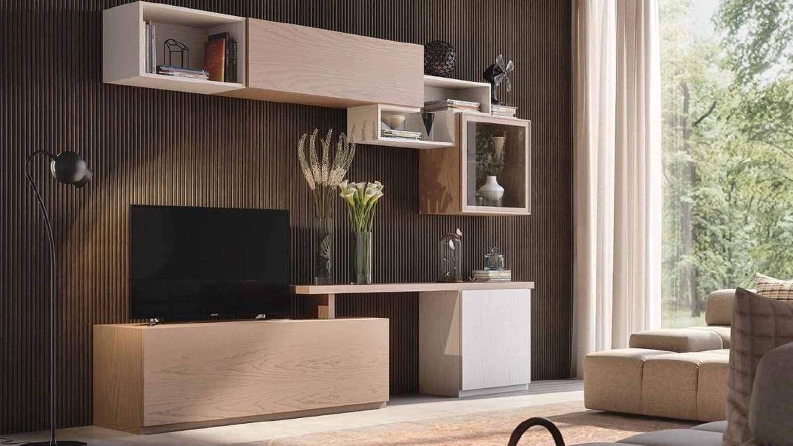 Parete Attrezzata Composizione TR1509 in Frassino di Imba Srl