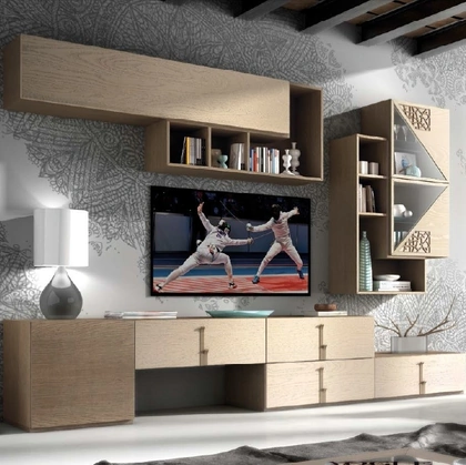 Parete Attrezzata Composizione TR1674 in legno con traforo di Imba Srl