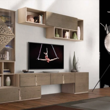 Parete Attrezzata Composizione TR1676 in legno con traforo di Imba Srl