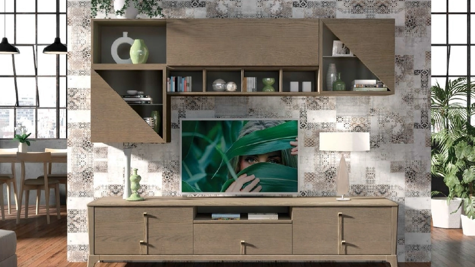 Parete Attrezzata Composizione TR1681 in legno di Imba Srl