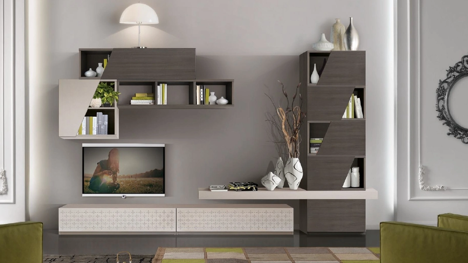 Parete Attrezzata Composizione TR1837 in Noce Tanganika di Imba Srl