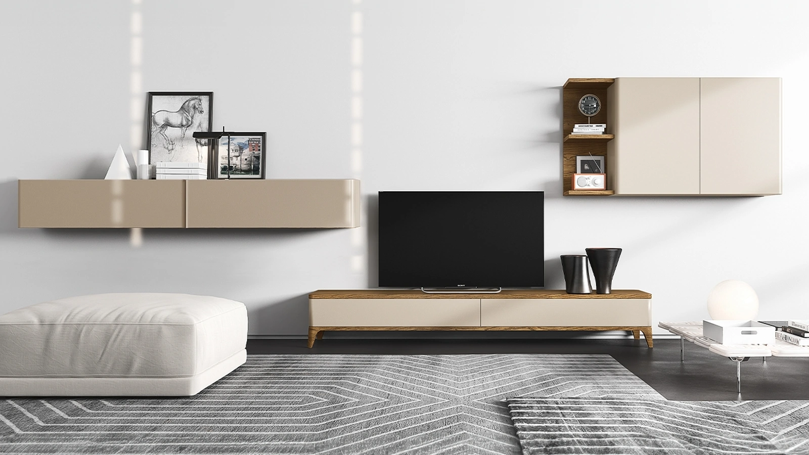 Parete Attrezzata in laccato opaco Fiori di Loto composizione 11 di Le Fablier