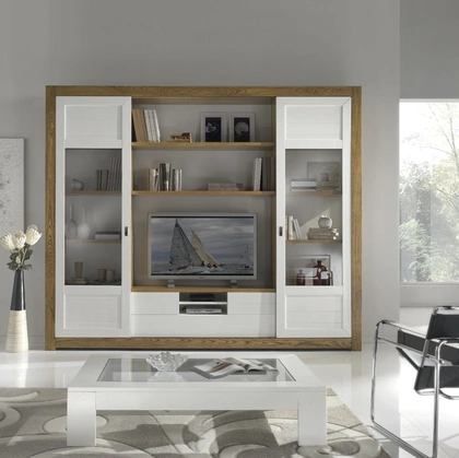 Parete Attrezzata Icon IM4380 in legno e vetro con ante scorrevoli di Imba Srl