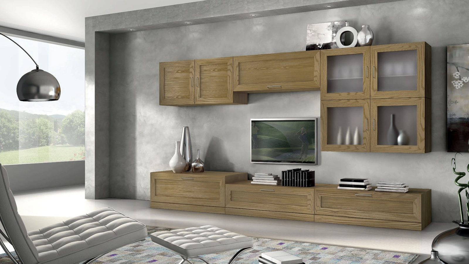 Parete Attrezzata moderna e lineare in legno Icon IM4384 di Imba Srl