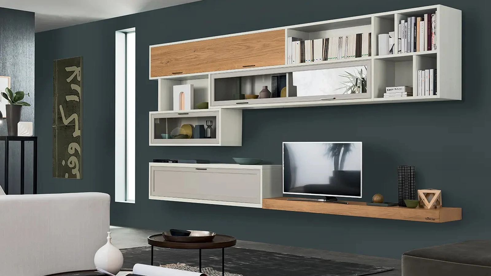 Parete Attrezzata sospesa Melograno composizione 96 di Le Fablier