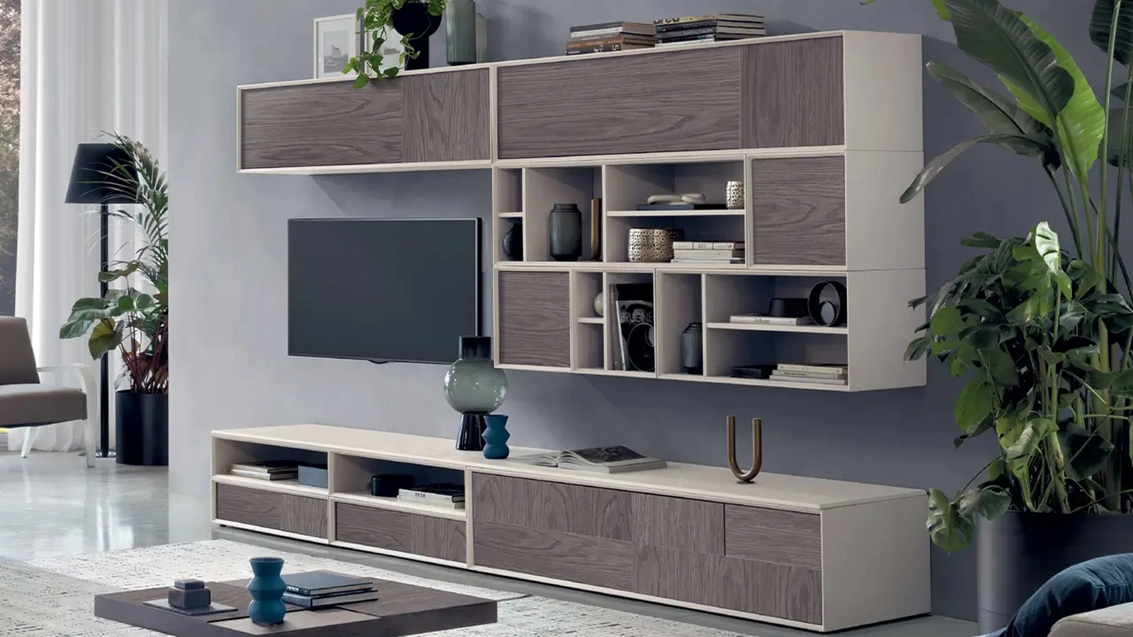 Parete Attrezzata Le Spezie in legno e laccato Bianco opaco composizione 01 di Le Fablier