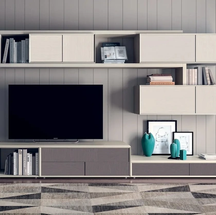 Parete Attrezzata in legno e laccato opaco Le Spezie composizione 18 di Le FablierParete Attrezzata in legno e laccato opaco Le Spezie composizione 18 di Le Fablier