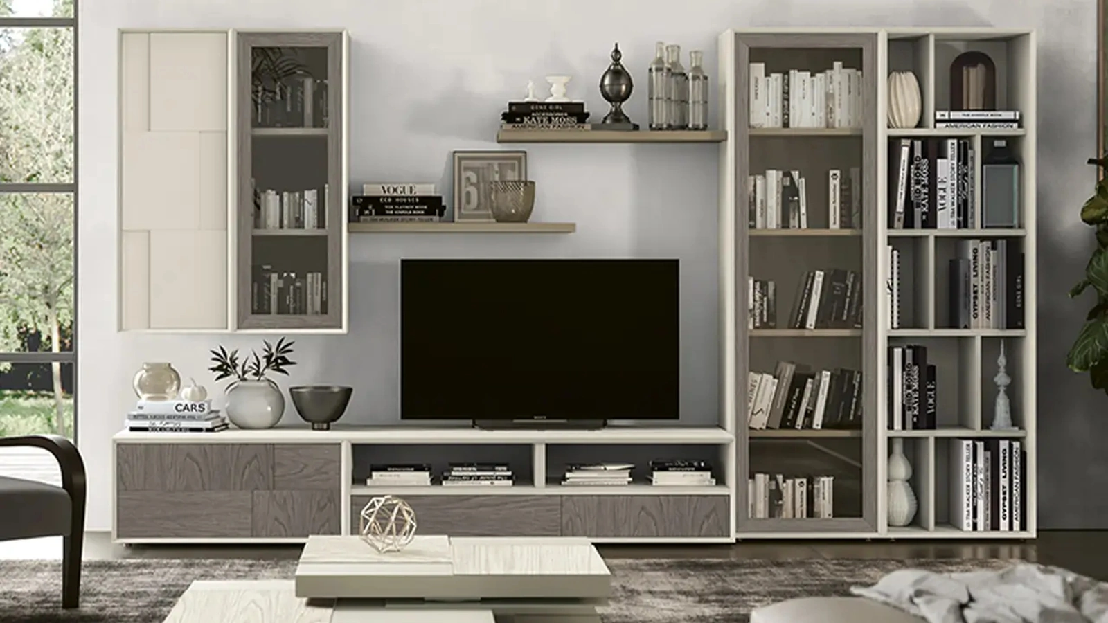 Parete Attrezzata in legno e laccato Bianco Le Spezie composizione 21 di Le Fablier