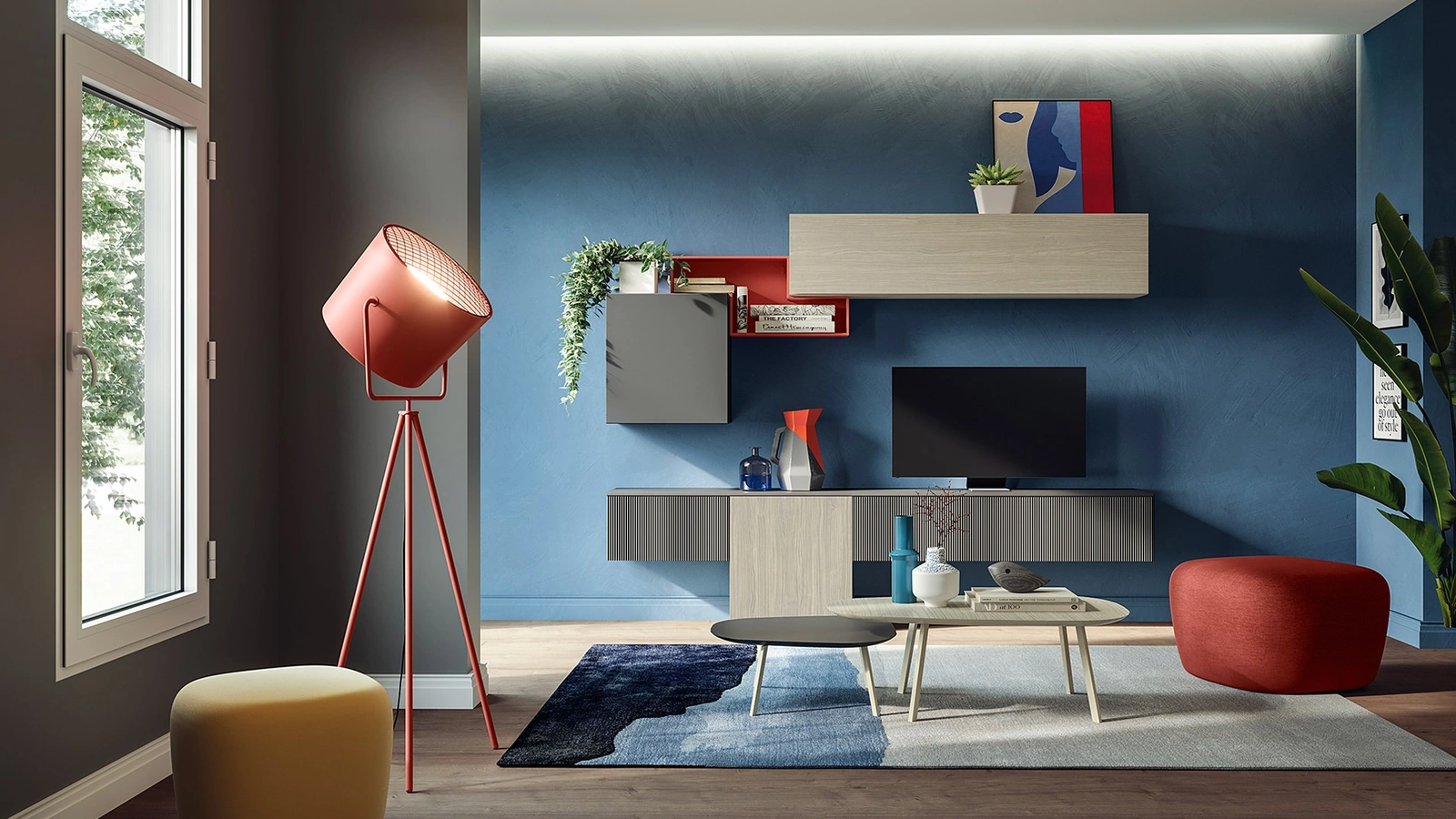 Parete Attrezzata Living LV736 in laccato e melaminico di Giessegi