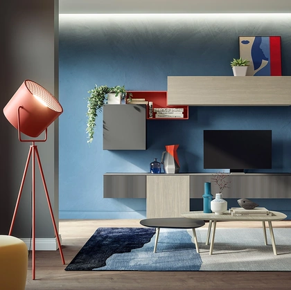 Parete Attrezzata Living LV736 in laccato e melaminico di Giessegi