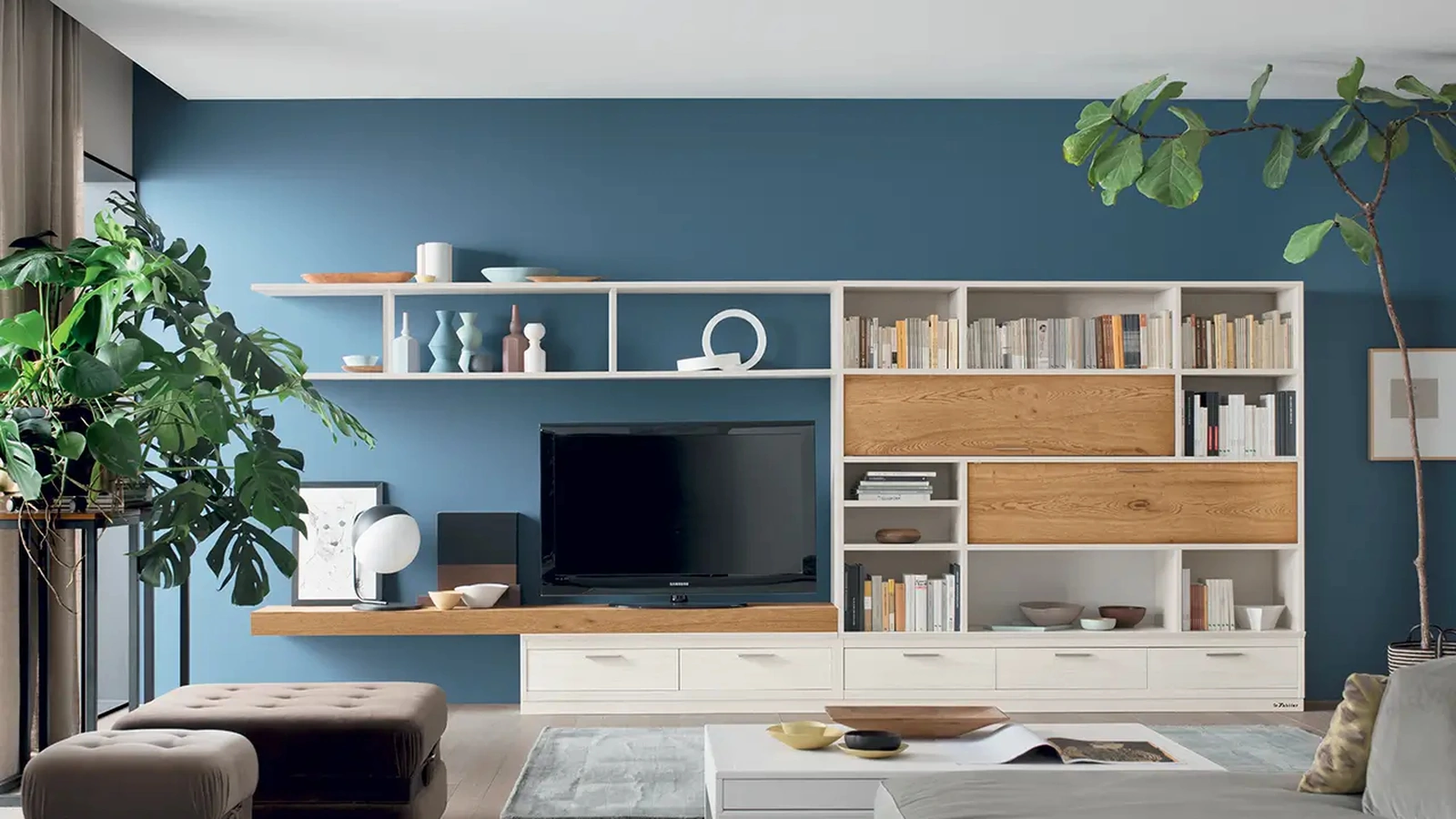 Parete Attrezzata in legno bicolore Melograno composizione 91 di Le Fablier