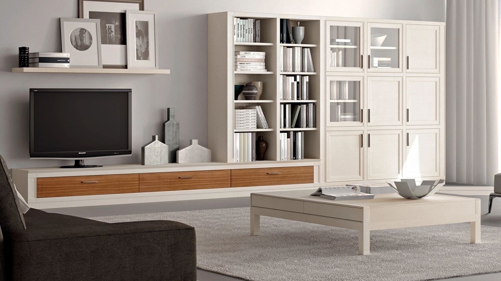 Parete Attrezzata in legno bicolore Melograno composizione 15 di Le Fablier